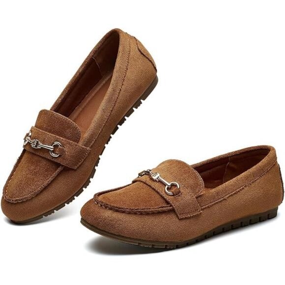 Wide Loafers Women's Dressy Slip-Ons - Comfortable Work Shoes - Picture 5 of 6